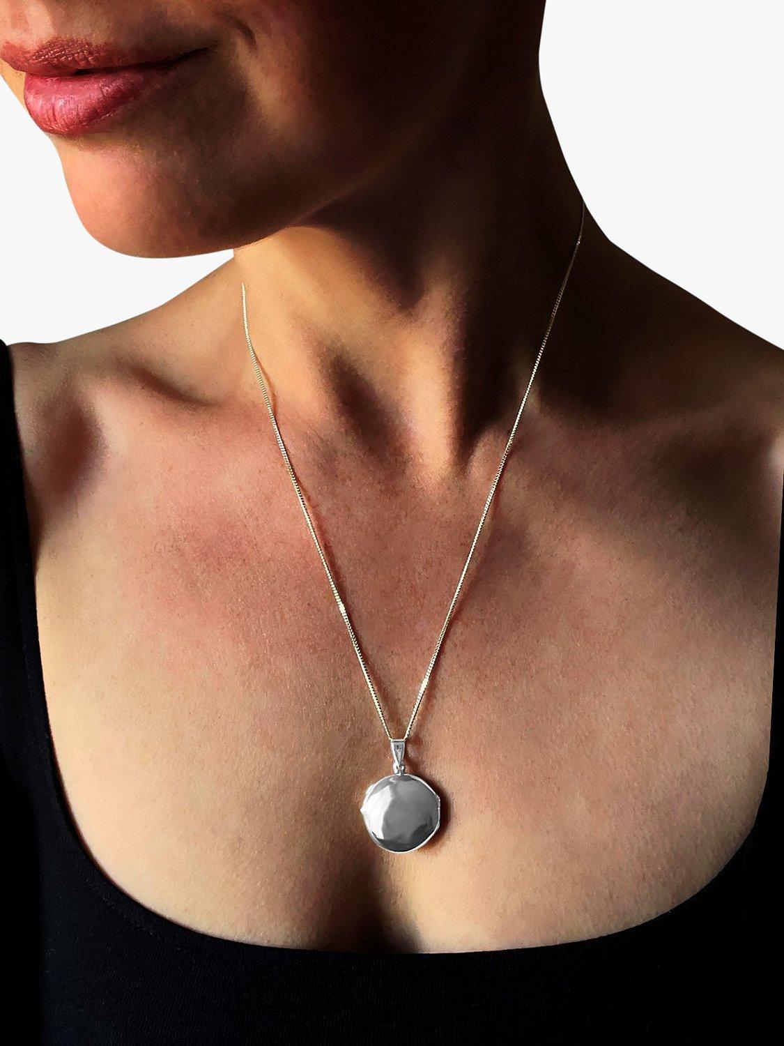 Product image 2 of 6, which shows Nina B Sterling Silver Round Locket Pendant Necklace, Silver
