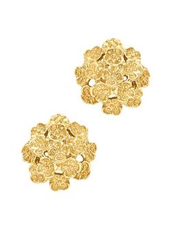 London Road 9ct Yellow Gold Domed Posy Stud Earrings, Gold, Gold