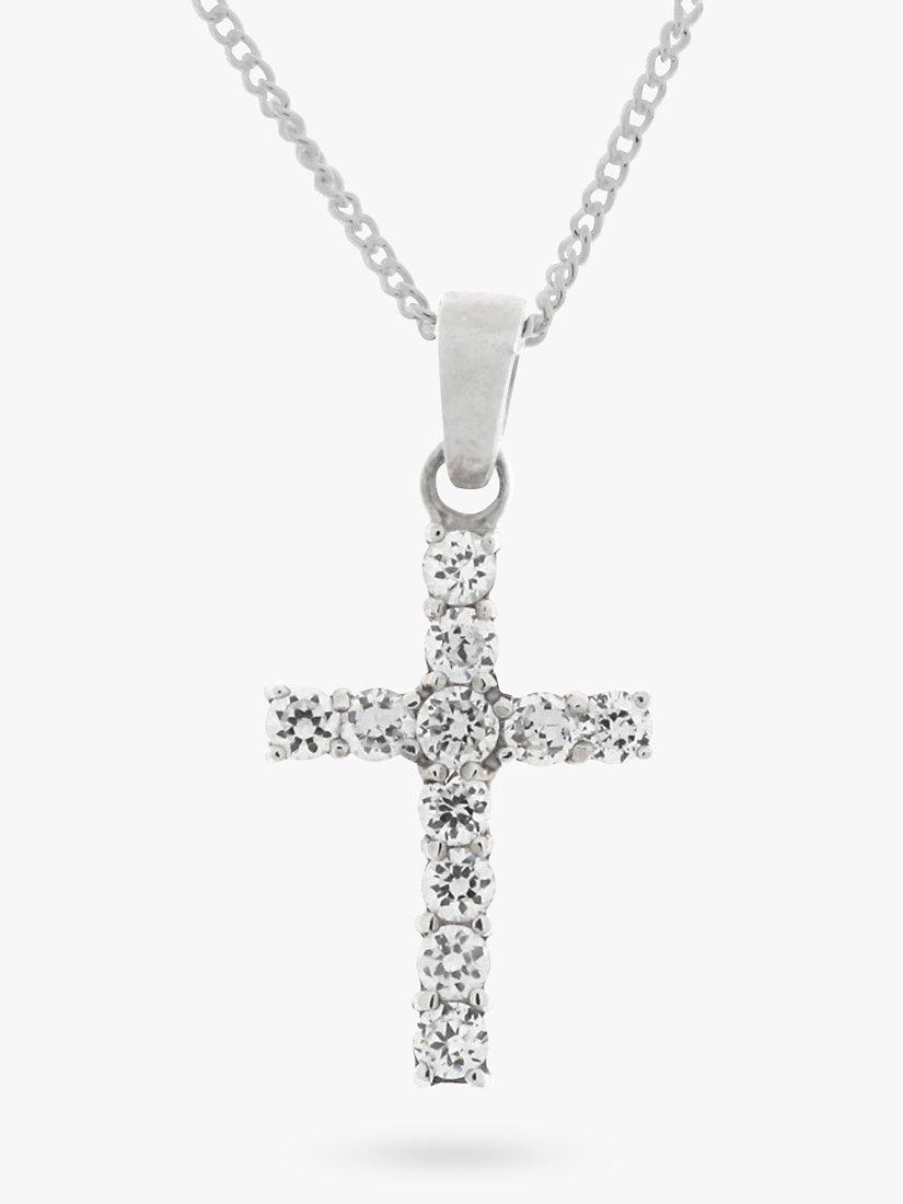 Product image 1 of 4, which shows Nina B Sterling Silver Cross Cubic Zirconia Pendant