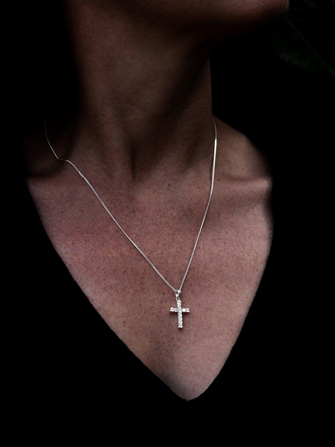 Product image 2 of 4, which shows Nina B Sterling Silver Cross Cubic Zirconia Pendant