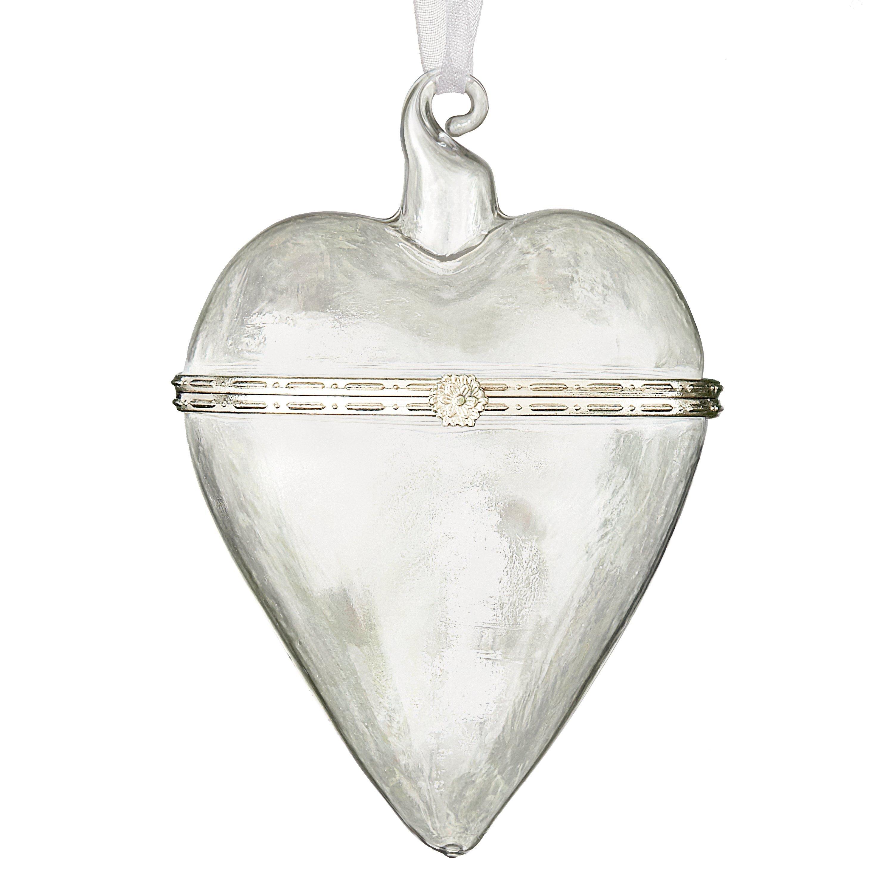 John Lewis Croft Collection Glass Heart Trinket Bauble, Clear
