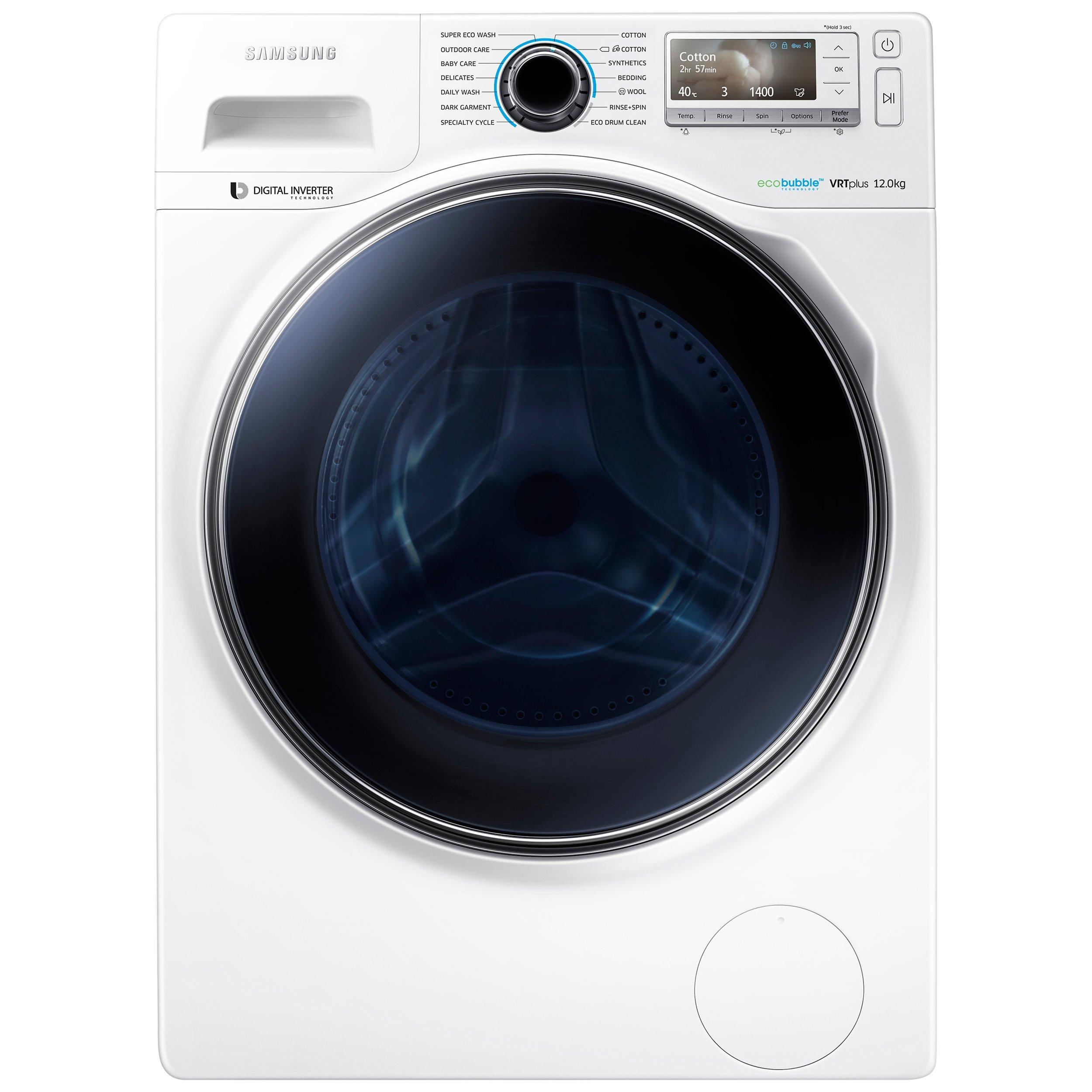 Samsung WW12H8420EW Freestanding Washing Machine, 12kg Load, A+++ Energy Rating, 1400rpm Spin, White