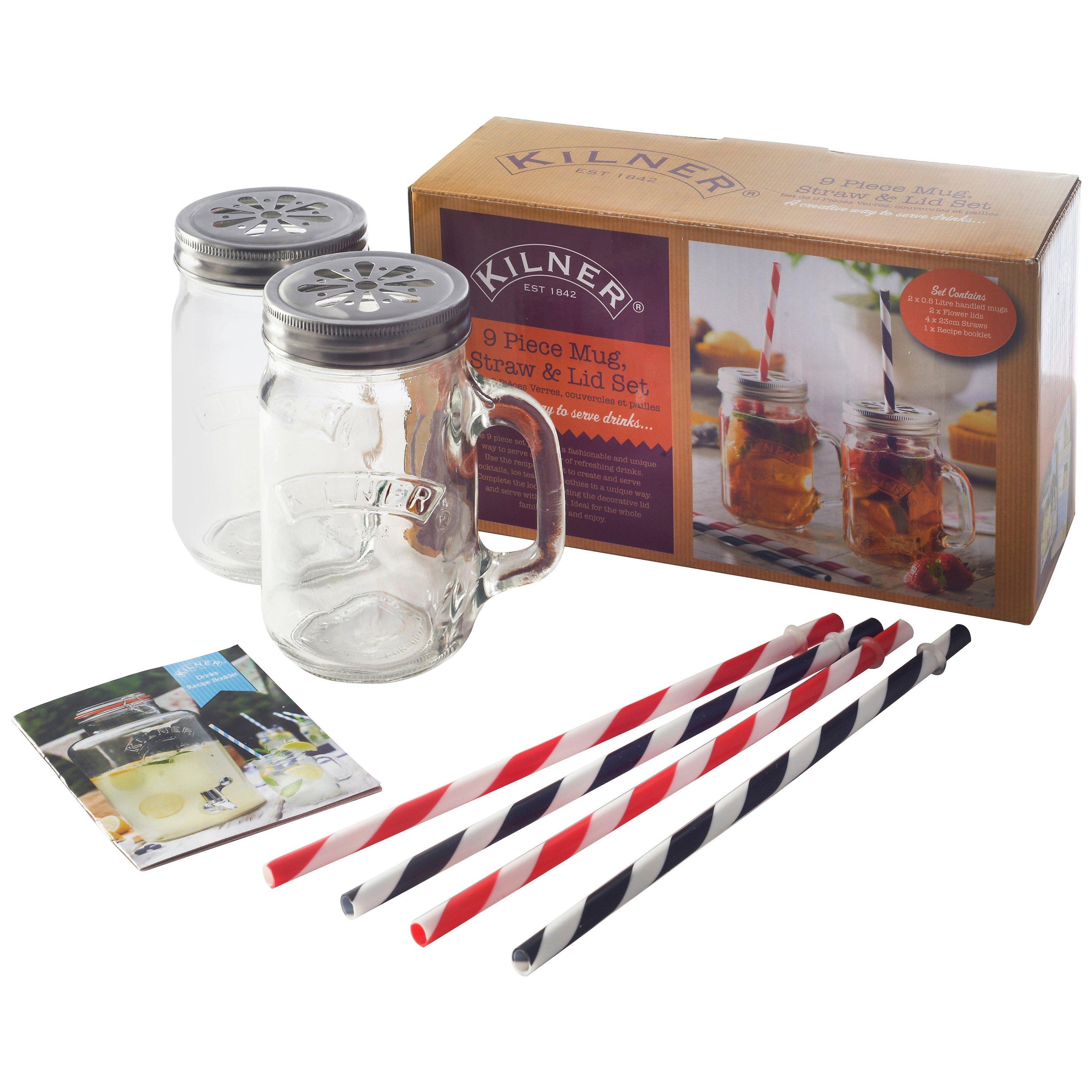 Kilner Mug and Straw Set, 9 Pieces