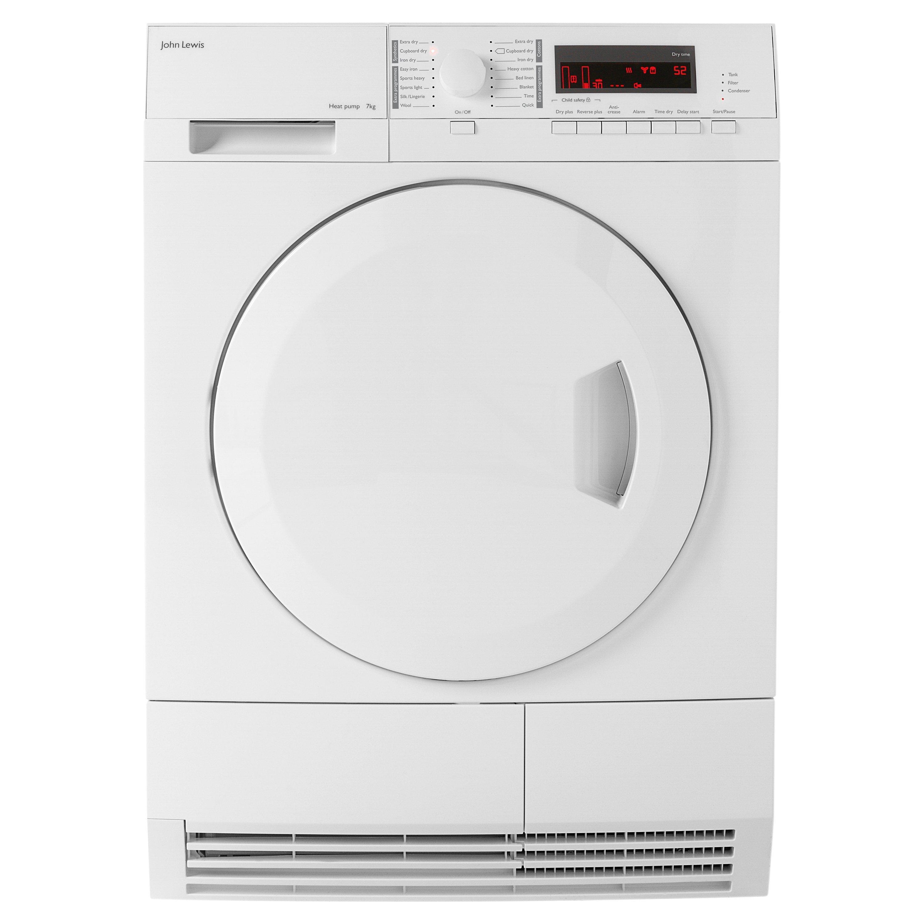 John Lewis & Partners JLTDH18 Heat Pump Condenser Tumble Dryer, 7kg Load, A+ Energy Rating, White