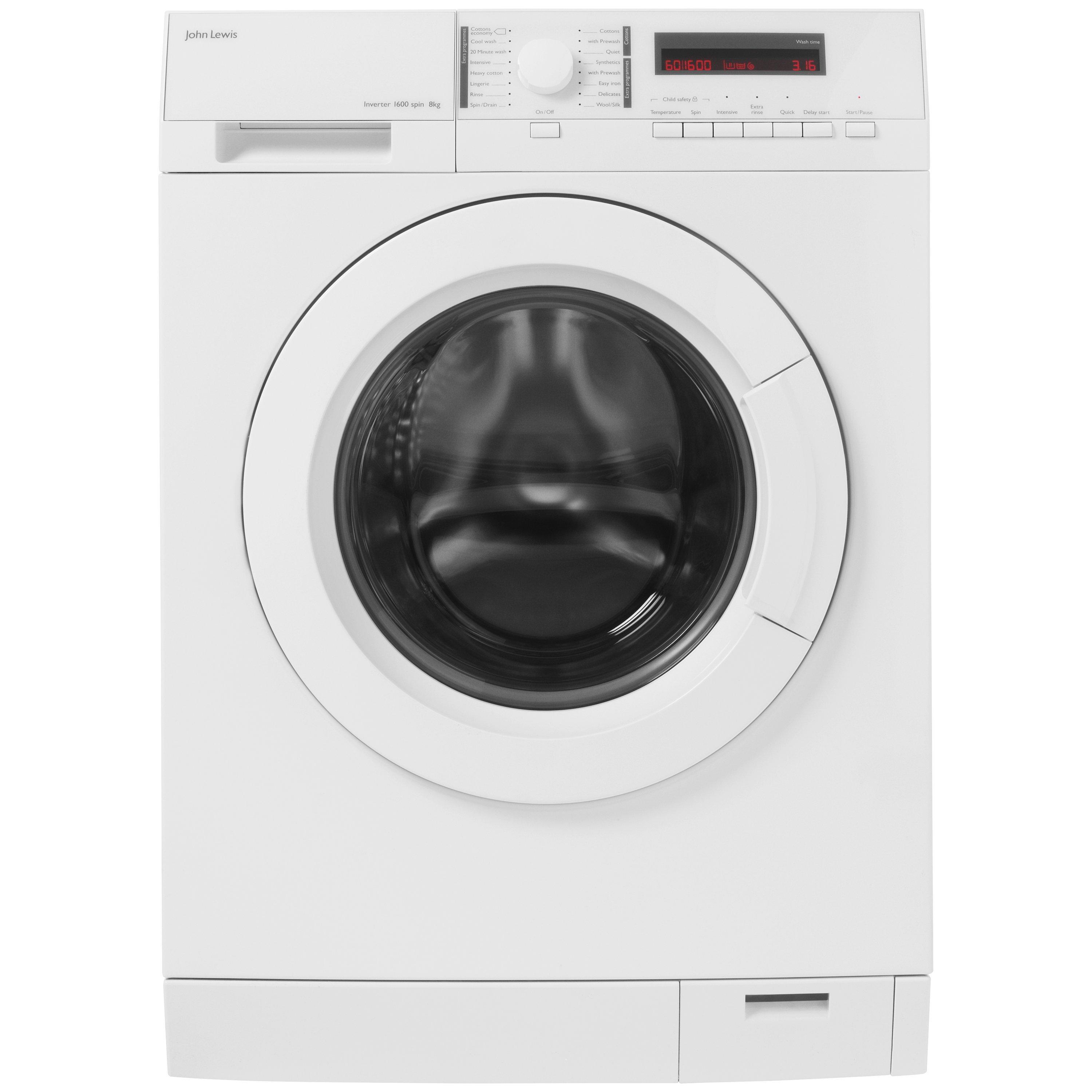 John Lewis & Partners JLWM1414 Freestanding Washing Machine, 8kg Load, A+++ Energy Rating, 1600rpm Spin, White