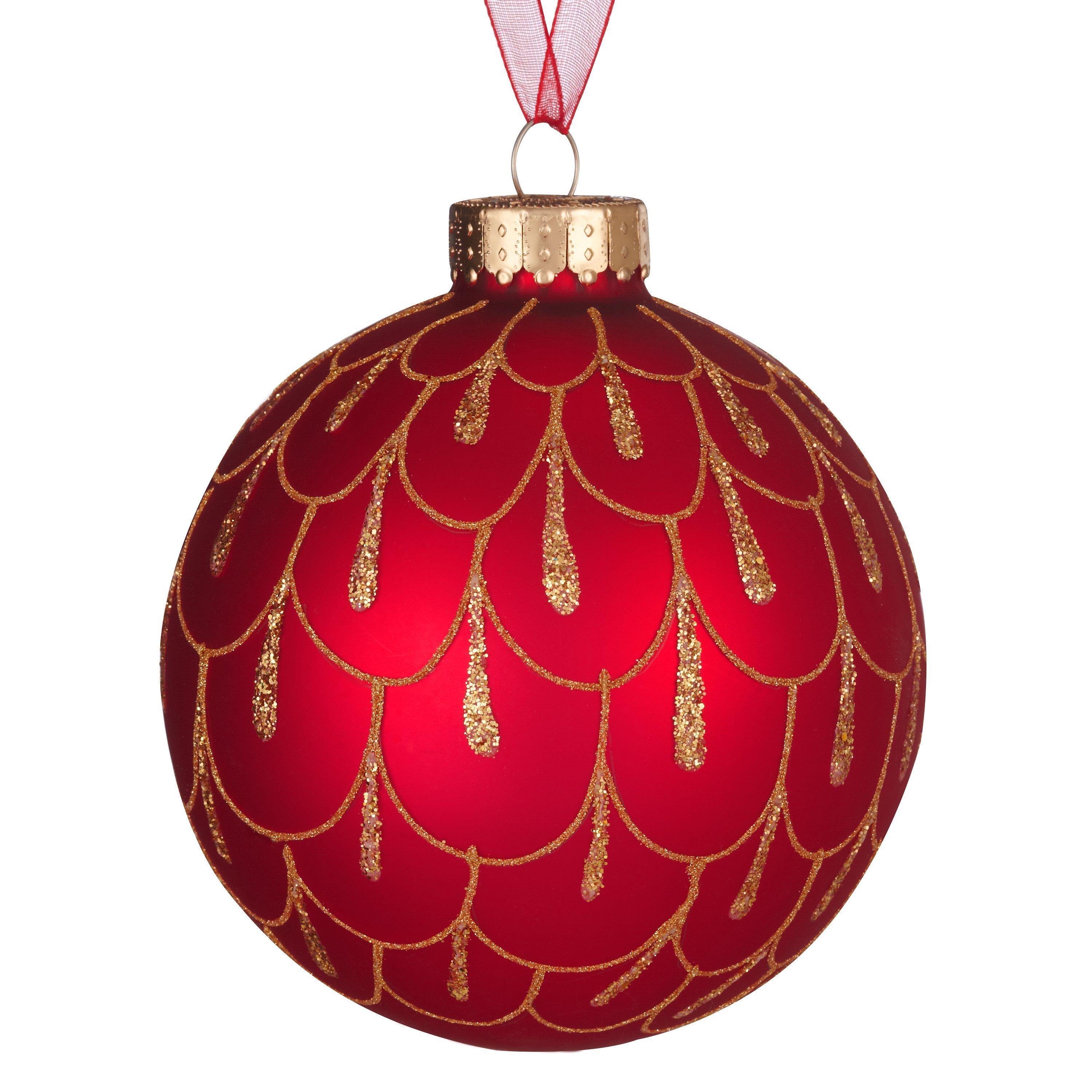 John Lewis Glitter Droplets Bauble, Red/Gold