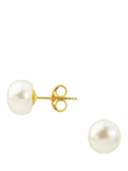 E.W Adams 9ct Yellow Gold Freshwater Pearl Stud Earrings, White