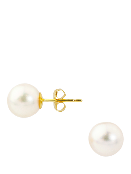 E.W Adams 18ct Yellow Gold Cultured Pearl Stud Earrings, White, White
