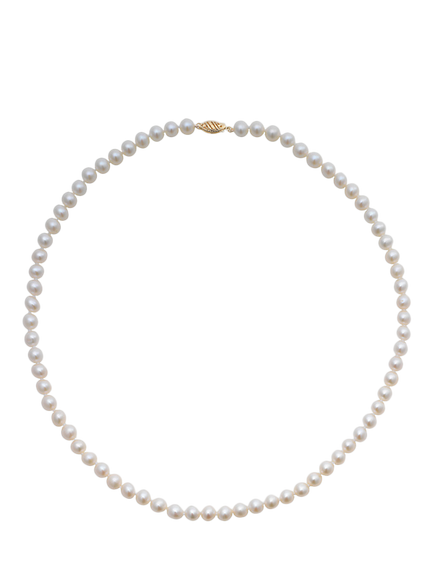 E.W Adams 9ct Freshwater Pearl Necklace, White, White