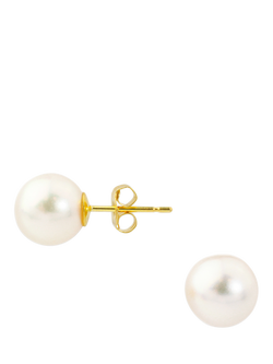 E.W Adams 18ct Yellow Gold Pearl Stud Earrings, White, White