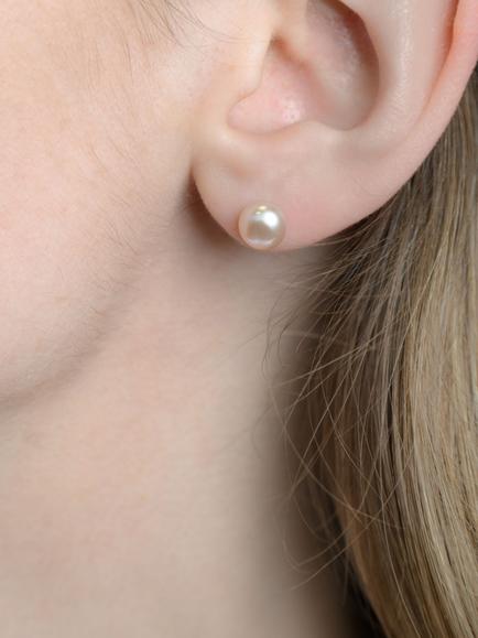 E.W Adams 9ct Yellow Gold Freshwater Pearl Stud Earrings - view 2, Pink