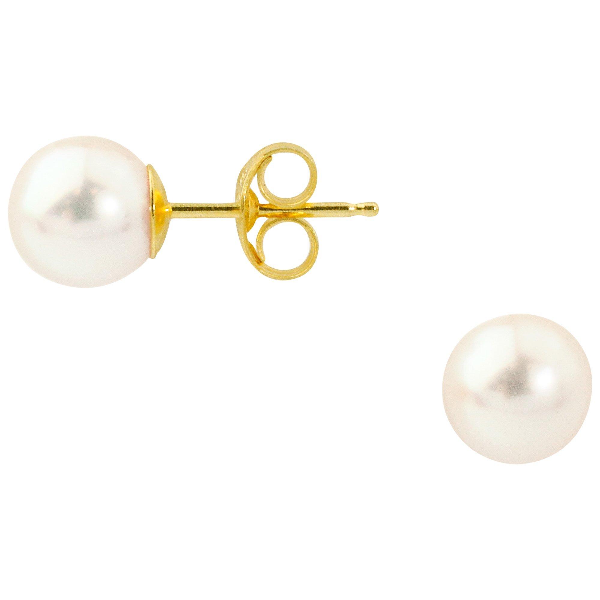 Product image 1 of 1, which shows E.W Adams 18ct Gold 6.5mm Cultured Pearl Stud Earrings, White
