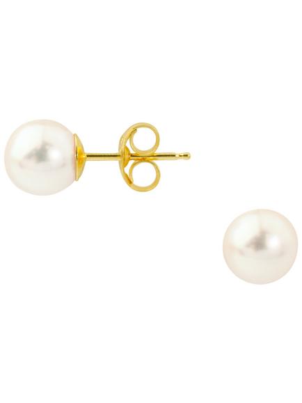 E.W Adams 18ct Gold 6.5mm Cultured Pearl Stud Earrings, White, White