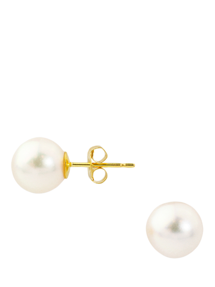 E.W Adams 18ct Yellow Gold Cultured Pearl Stud Earrings, White, White