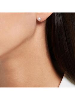 E.W Adams 18ct Yellow Gold Cultured Pearl Stud Earrings, White - view 2, White