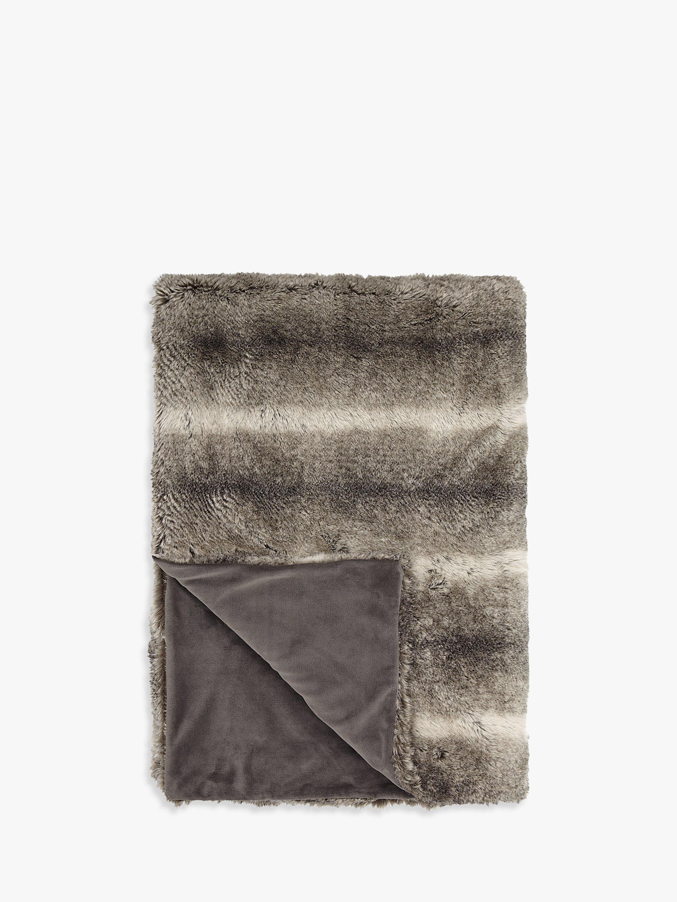 John Lewis Faux Fur Throw Ombre Mocha