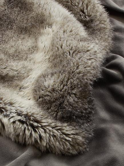 John Lewis Faux Fur Throw - view 2, Mocha