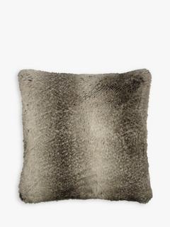 John Lewis Faux Fur Cushion, Mocha Ombre