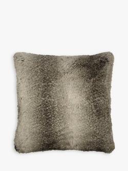 John Lewis Faux Fur Cushion, Mocha Ombre
