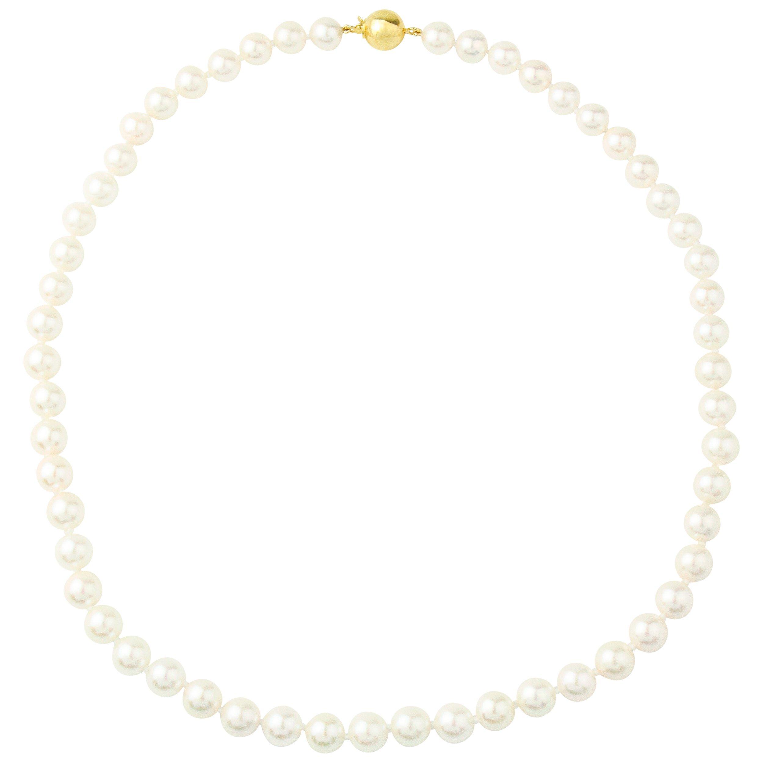 E.W Adams Cultured Pearl 18ct Gold Clasp Necklace, White