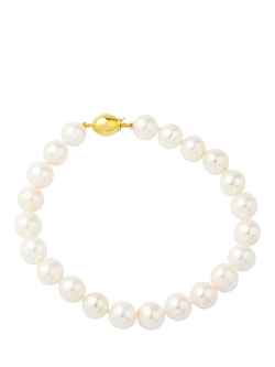 E.W Adams 9ct Freshwater Cultured Pearl Bracelet, White, White