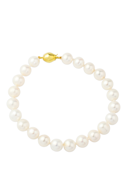 E.W Adams 9ct Freshwater Cultured Pearl Bracelet, White, White