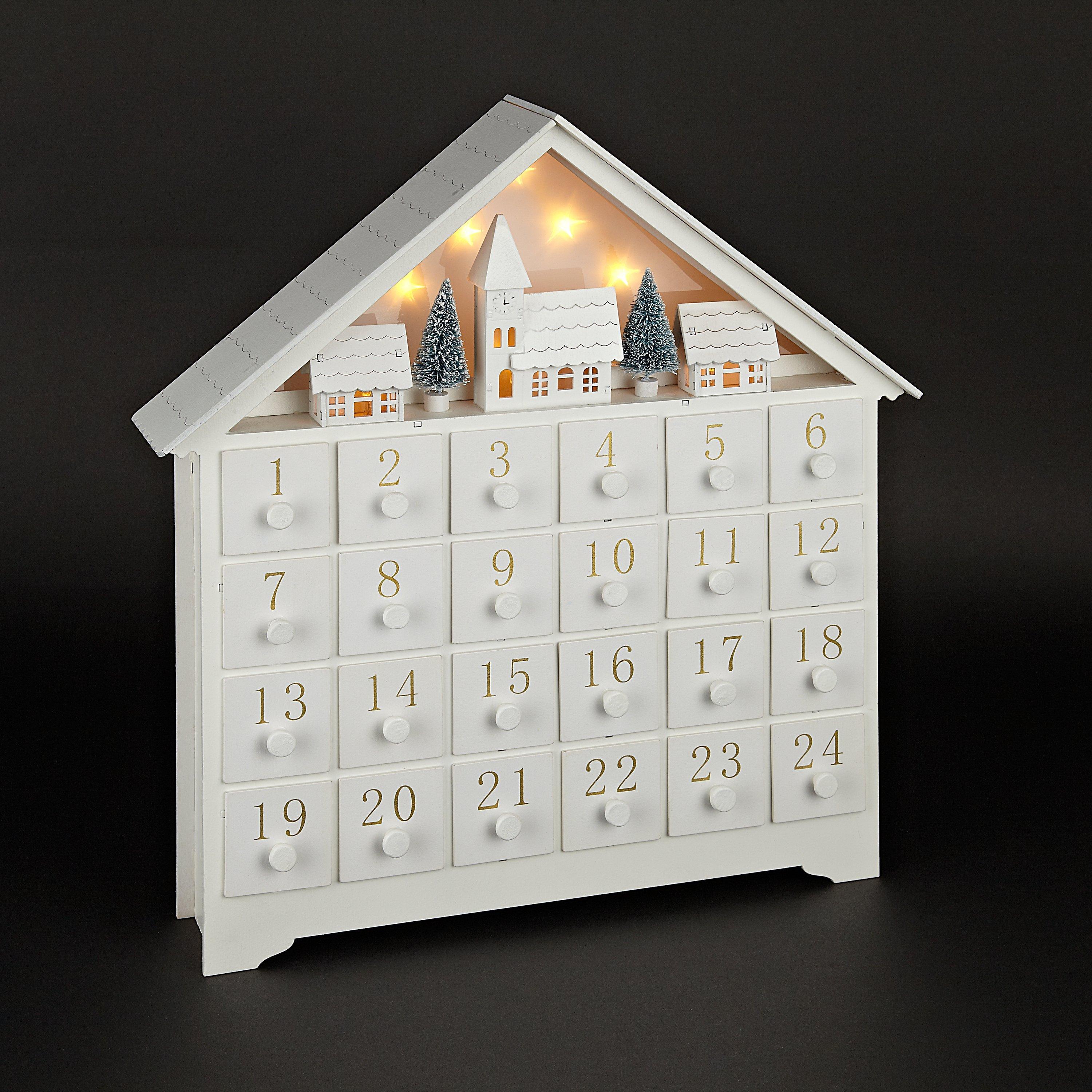John Lewis White Wooden LED Advent House