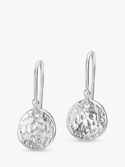 Dower & Hall Textured Disc Drop Earrings, Silver