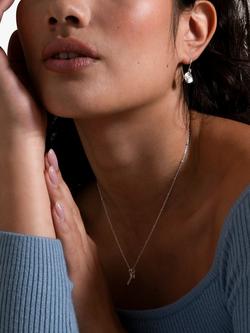 Dower & Hall Textured Disc Drop Earrings - view 2, Silver