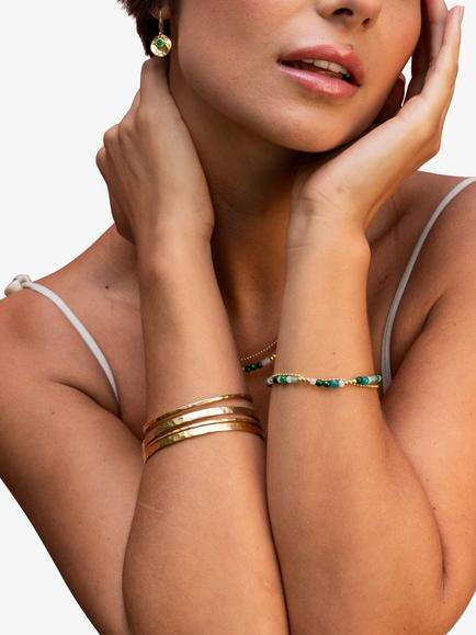 Dower & Hall Hammered Bangle, Yellow Gold - view 2, Gold