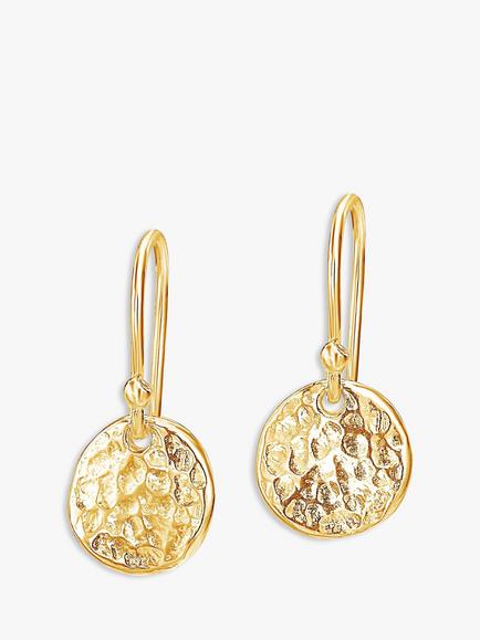 Dower & Hall 18ct Gold Vermeil Disc Drop Earrings, Gold