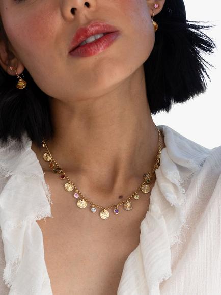 Dower & Hall 18ct Gold Vermeil Disc Drop Earrings - view 2, Gold