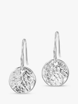 Dower & Hall Sterling Silver Disc Drop Earrings, Silver
