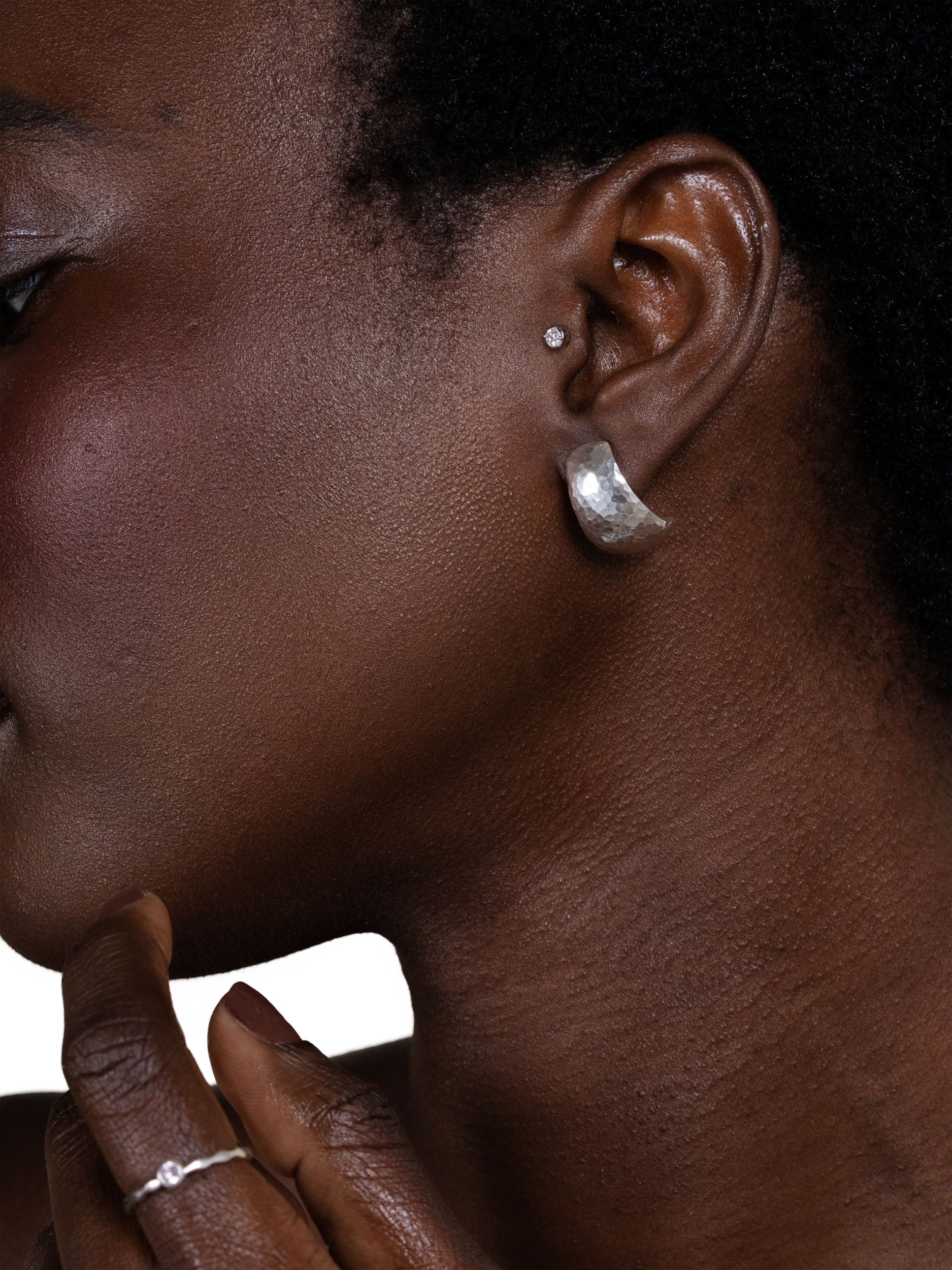 Product image 4 of 5, which shows Dower & Hall Chunky Half Hoop Earrings, Silver