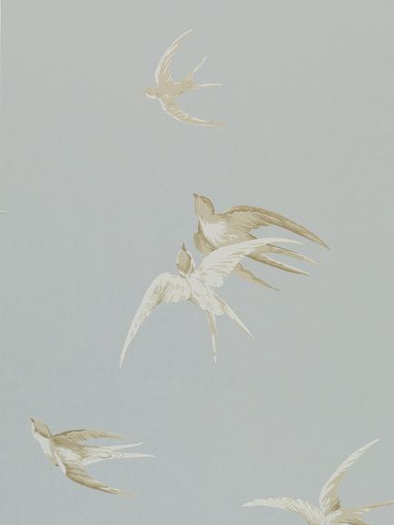 Sanderson Swallows Wallpaper, Silver, Dviwsw104
