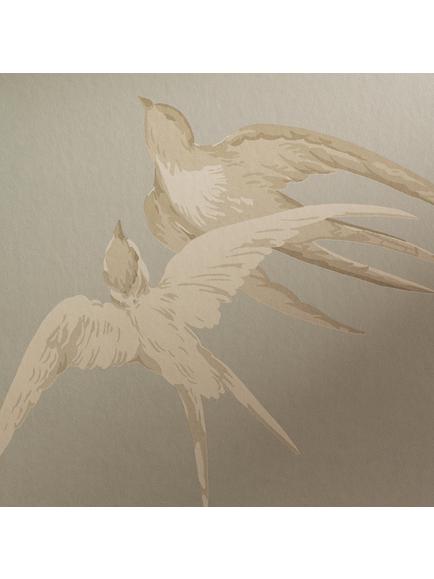 Sanderson Swallows Wallpaper - view 2, Silver, Dviwsw104