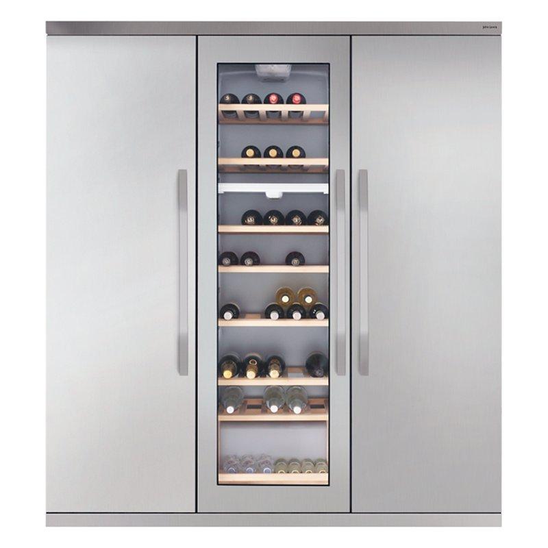 John Lewis JLTMFF006 Slimdepth Wine Cabinet Triple Fridge Freezer, Stainless Steel