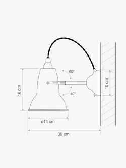 Anglepoise Original 1227 Brass Wall Light - view 2, Elephant Grey