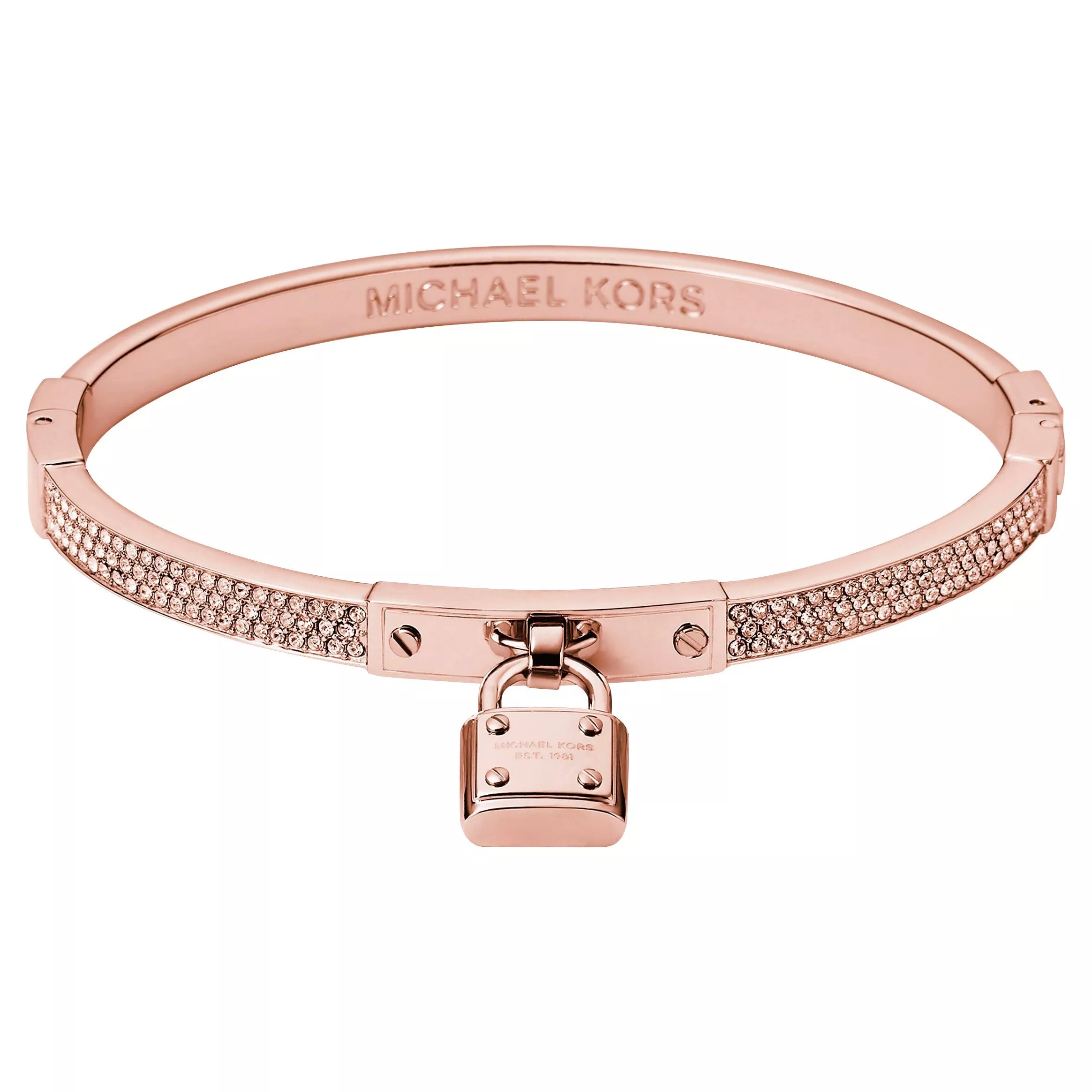 Michael Kors Pave Padlock Bangle Rose Gold