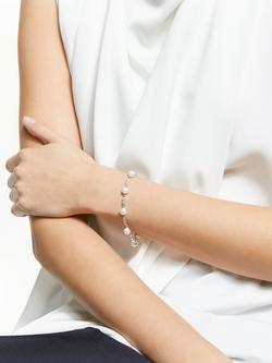 Lido Circle Cubic Zirconia and Pearl Bracelet, White - view 2, White