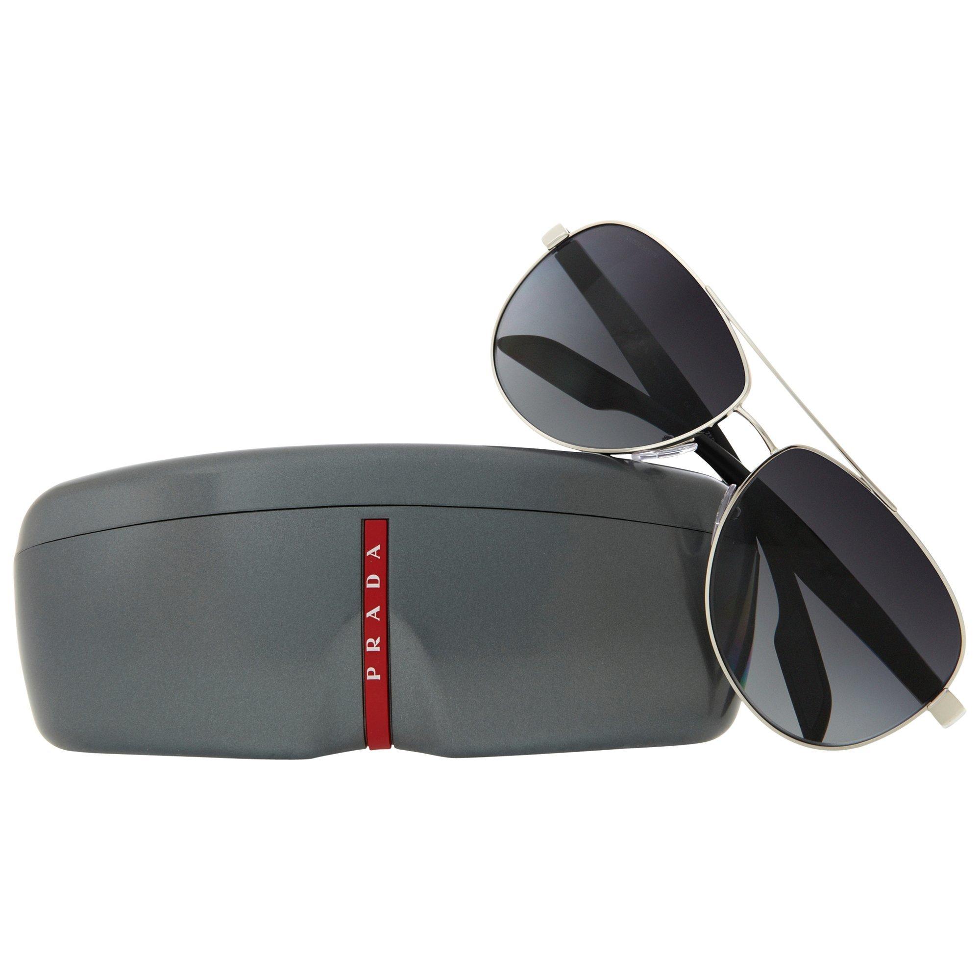 Prada Linea Rossa PS53PS Polarised Classic Aviator Metal Frame Sunglasses Grey