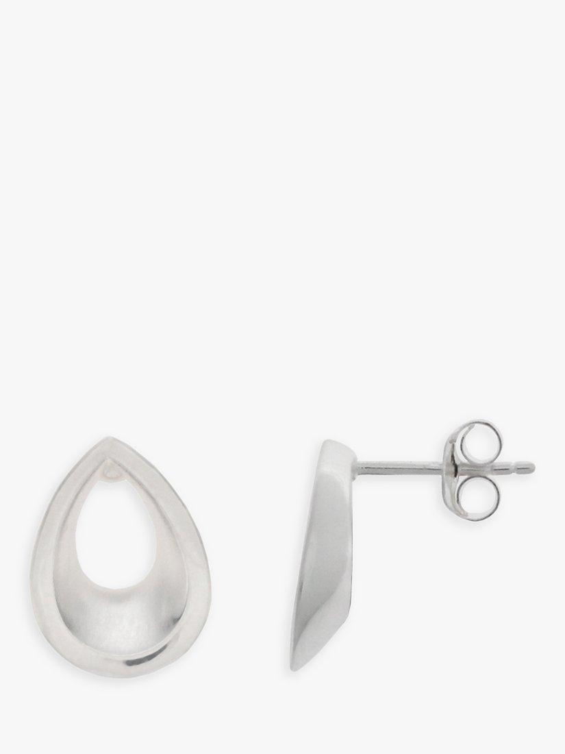 Product image 1 of 4, which shows Nina B Sterling Silver Teardrop Stud Earrings, Silver