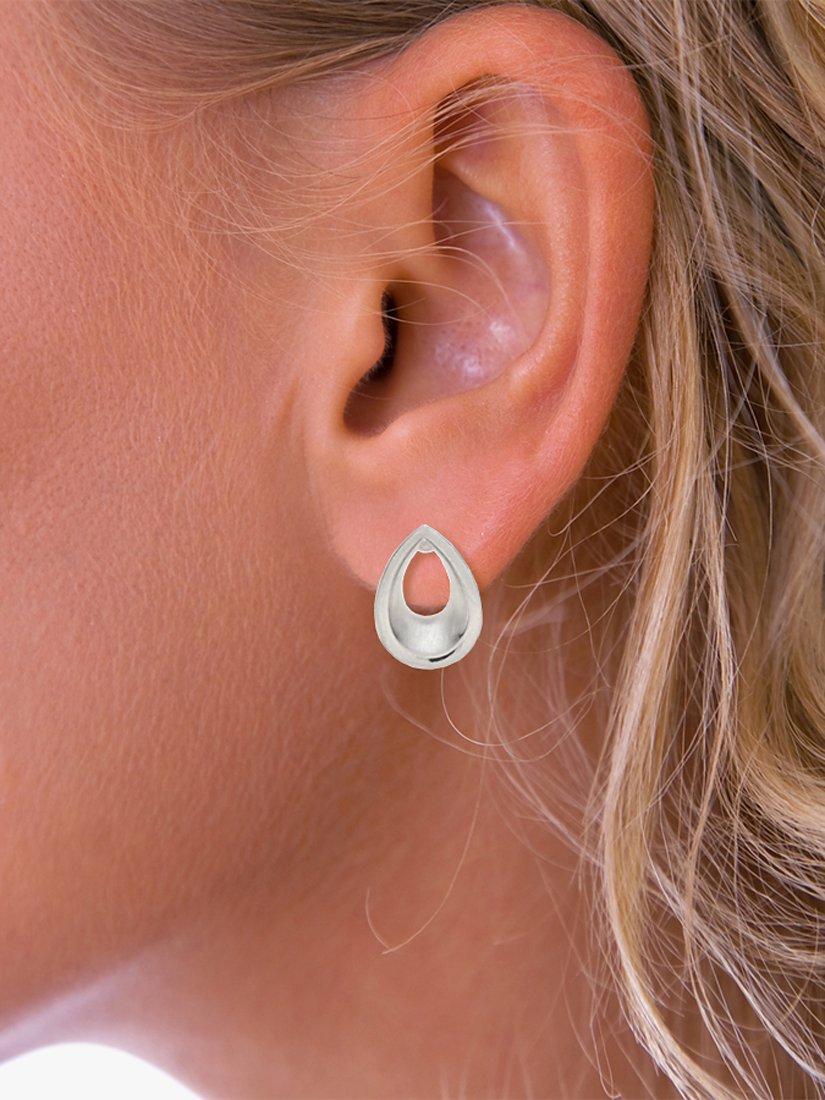 Product image 3 of 4, which shows Nina B Sterling Silver Teardrop Stud Earrings, Silver