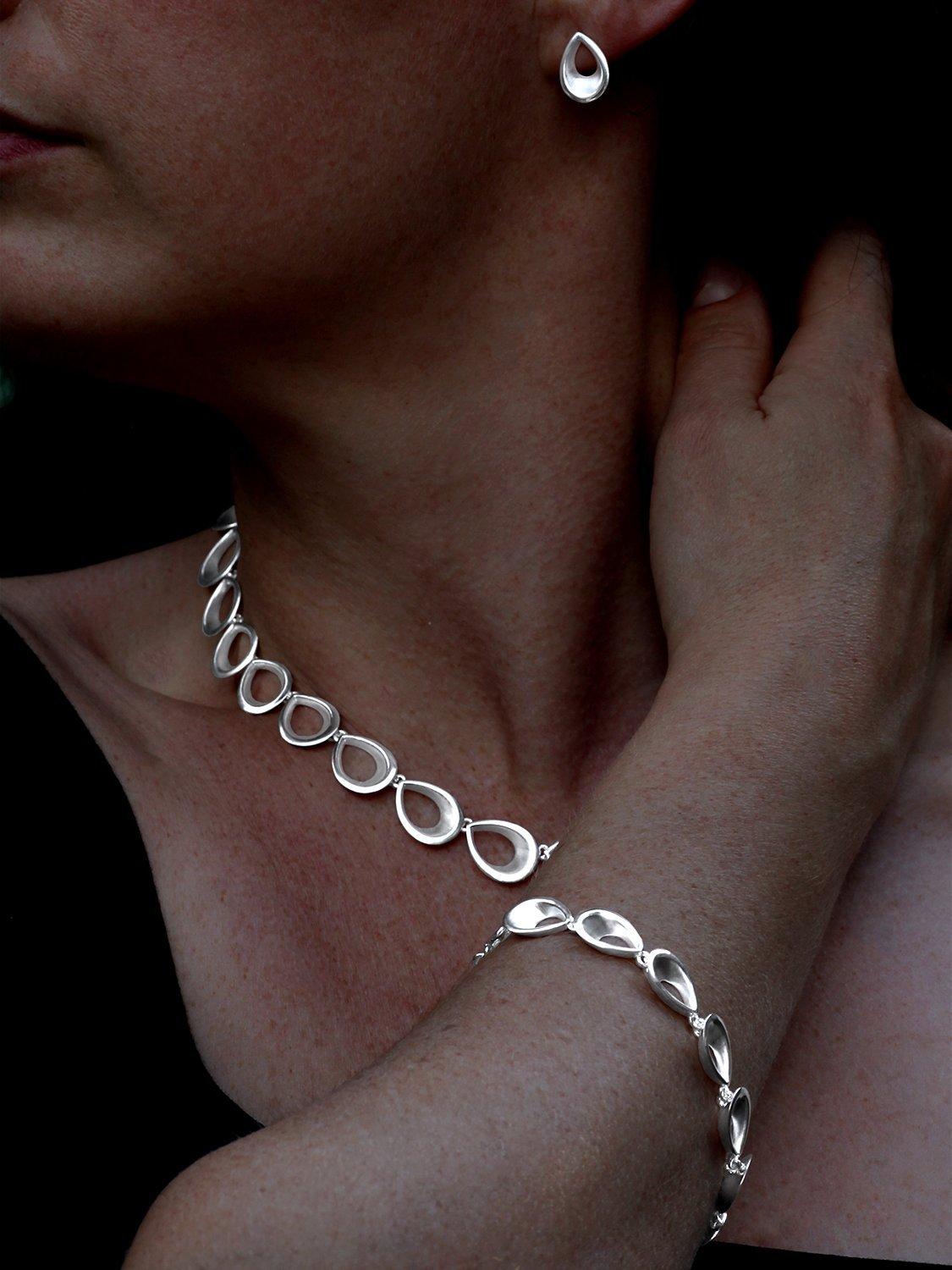 Product image 4 of 4, which shows Nina B Sterling Silver Teardrop Stud Earrings, Silver