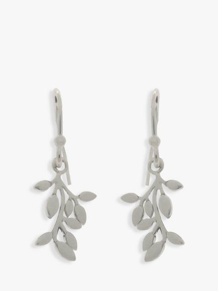 Nina B Leaves Drop Earrings, Silver, Silver