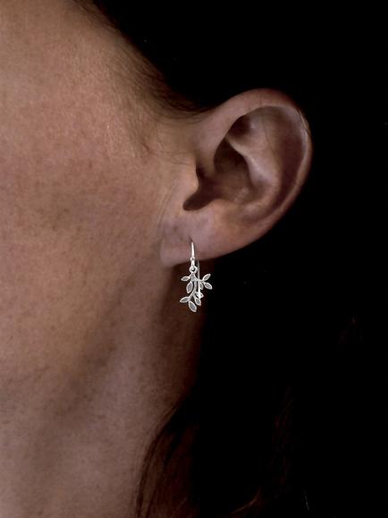 Nina B Leaves Drop Earrings, Silver - view 2, Silver