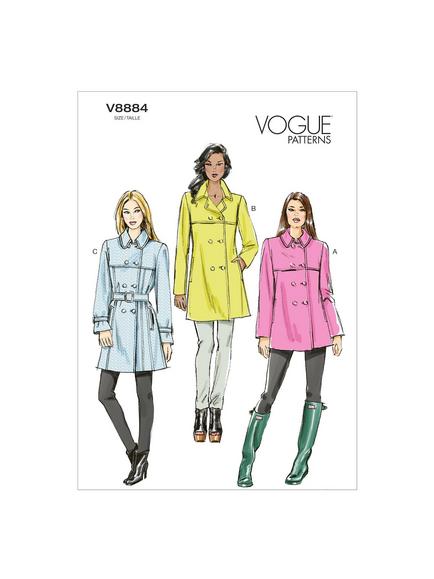 Vogue Women's Coat & Belt Sewing Pattern, 8884, 