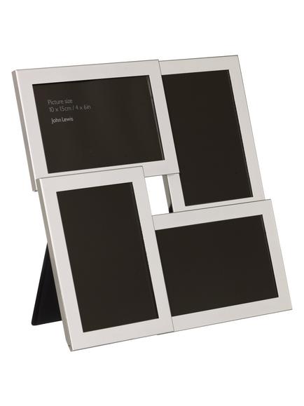 John Lewis Wide Border Multi-Aperture Frame, 4 Photo, Silver Plated - view 2, Silver