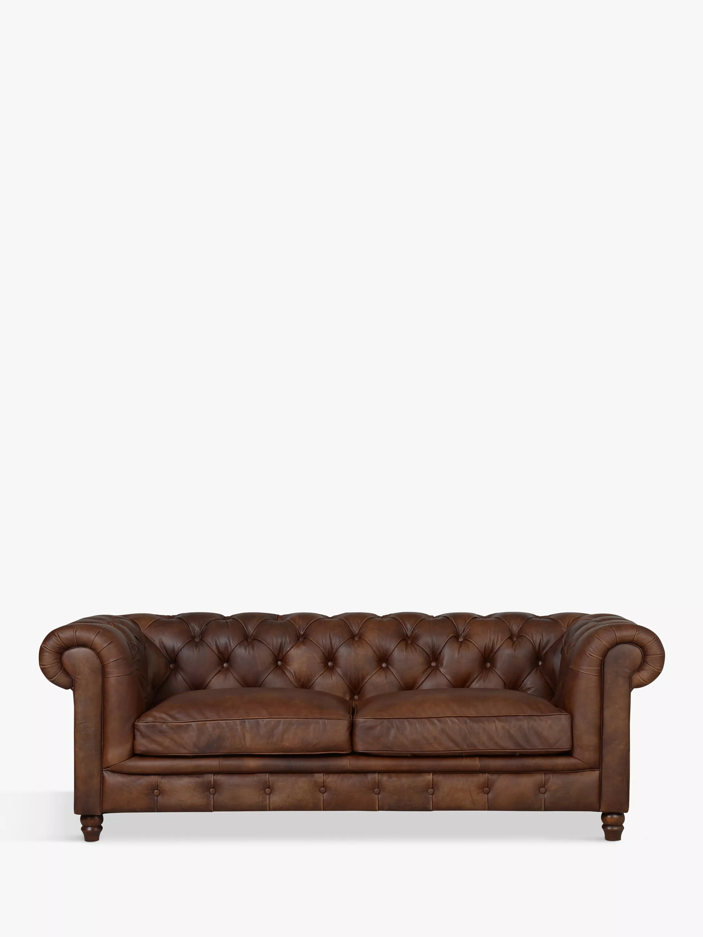 Halo Earle Chesterfield Large 3 Seater Leather Sofa Antique Whisky