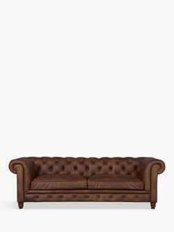 Halo Earle Chesterfield Grand 4 Seater Leather Sofa, Antique Whisky